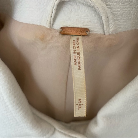 Free People White Textured Vegan Leather Button Down Car Coat S - Picture 9 of 13